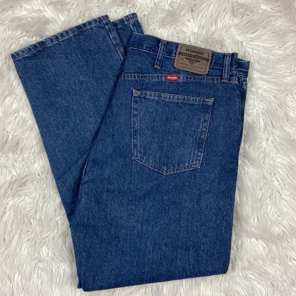 Men’s Wrangler 100% Cotton Dark Wash Denim Jeans - Picture 3 of 7